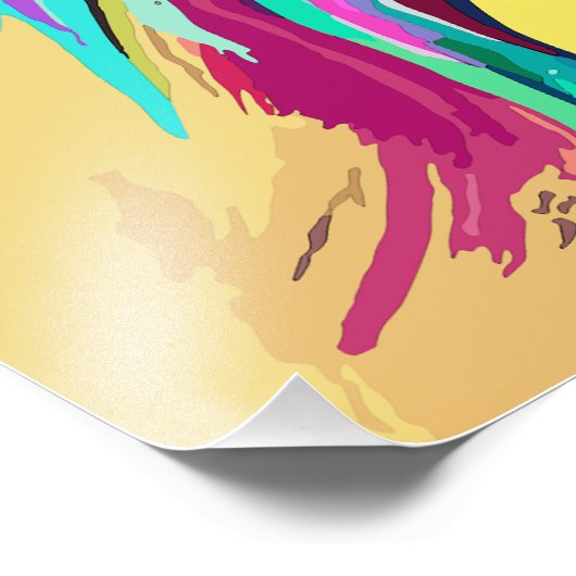 Farbiges Löwenkopportrait Fotodruck (Ecke)