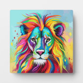 Farbiges Löwenkopportrait Fotoplatte (Vorderseite)