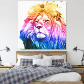 Farbiges Löwenkopportrait Leinwanddruck (Insitu (Schlafzimmer))