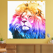 Farbiges Löwenkopportrait Leinwanddruck (Insitu (Wohnzimmer))