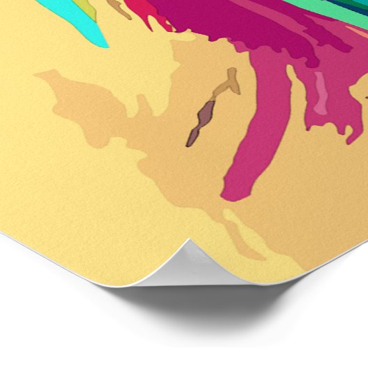 Farbiges Löwenkopportrait Poster (Ecke)