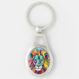Farbiges Löwenkopportrait Schlüsselanhänger
