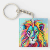 Farbiges Löwenkopportrait Schlüsselanhänger (Vorderseite)