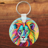 Farbiges Löwenkopportrait Schlüsselanhänger (Rückseite)