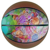 Farbiges Lynx-Portrait, abstrakte Kunst Basketball (Vorderseite)