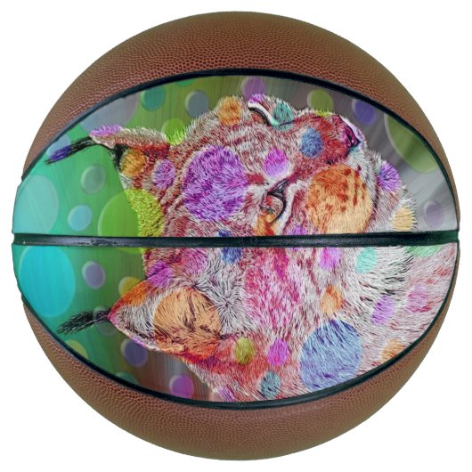 Farbiges Lynx-Portrait, abstrakte Kunst Basketball (Vorderseite)