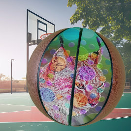 Farbiges Lynx-Portrait, abstrakte Kunst Basketball