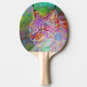 Farbiges Lynx-Portrait, abstrakte Kunst Tischtennis Schläger (Vorderseite)