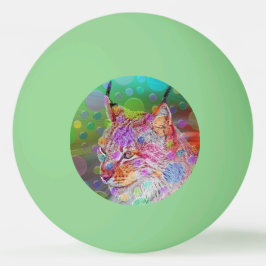 Farbiges Lynx-Portrait, abstrakte Kunst Tischtennisball