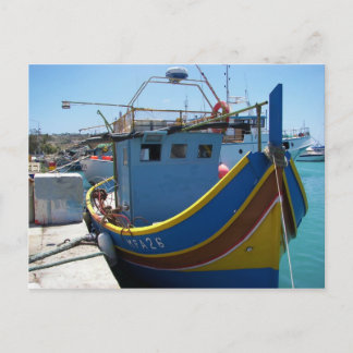 farbiges maltesisches Fischerboot Postkarte