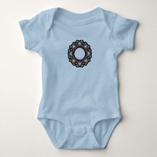 Farbiges Mandala Design Baby Strampler (Vorderseite)