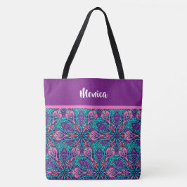 Farbiges Mandala Design, Lila Pink Aqua Tasche