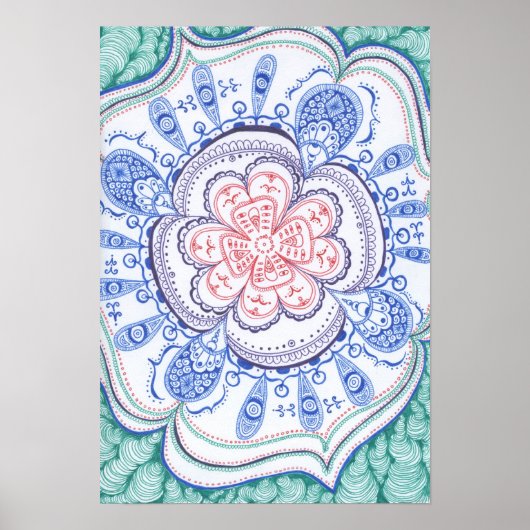 Farbiges Mandala Poster. Poster (Vorne)