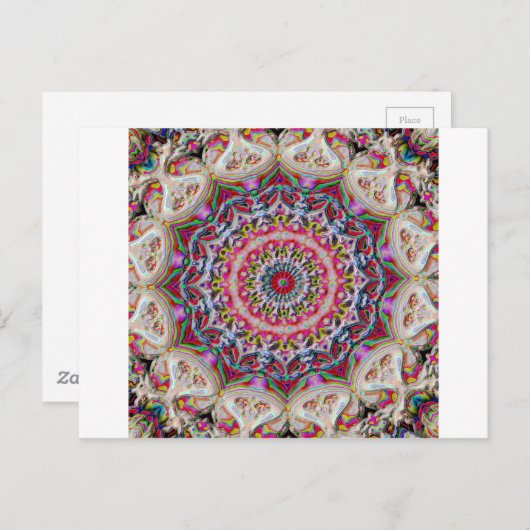 Farbiges Mandala Postkarte (Vorne/Hinten)