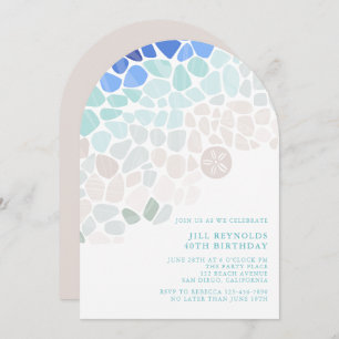 Farbiges Meerglas Einladung