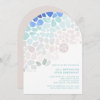 Farbiges Meerglas Einladung