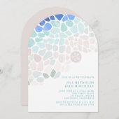 Farbiges Meerglas Einladung (Vorne/Hinten)