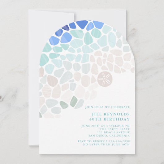 Farbiges Meerglas Einladung (Vorderseite)
