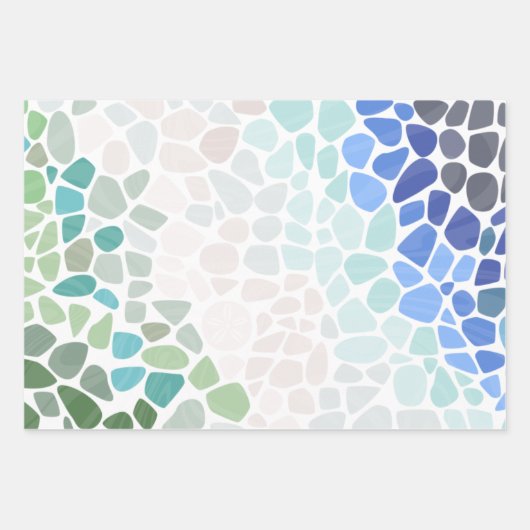 Farbiges Meerglas Geschenkpapier Set (Vorderseite)