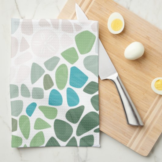 Farbiges Meerglas Geschirrtuch (Viertel Falte)