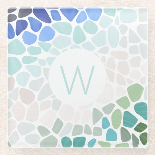 Farbiges Meerglas Glasuntersetzer (Vorderseite)