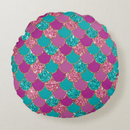 Farbiges Mermaid-Glitzer-Design Rundes Kissen