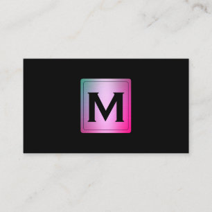 Farbiges Metallic-Etikett mit Monogramm Visitenkarte