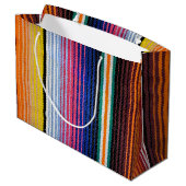 Farbiges mexikanisches Fiesta Blanket-Design Große Geschenktüte (Rückseite Schrägansicht)