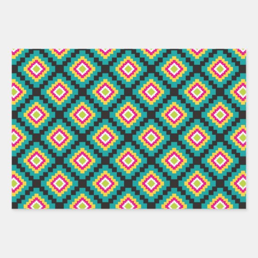 Farbiges mexikanisches Fiesta-Muster Geschenkpapier Set (Vorderseite 3)