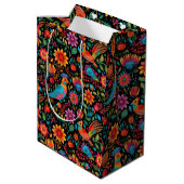 Farbiges mexikanisches Muster Mittlere Geschenktüte (Rückseite Schrägansicht)