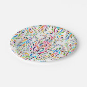 Farbiges mexikanisches Otomi-Floral-Muster Pappteller (Schrägansicht)
