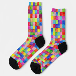 Farbiges Millimeterpapier mit diagonalen Quadraten Socken