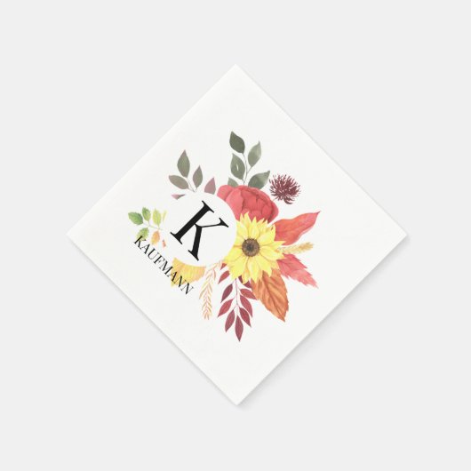 Farbiges Mit Monogramm Papier für den Herbst Serviette (Ecke)