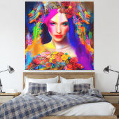 Farbiges Mixed Media Fashion Model Leinwanddruck (Insitu (Schlafzimmer))