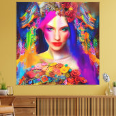 Farbiges Mixed Media Fashion Model Leinwanddruck (Insitu (Wohnzimmer))