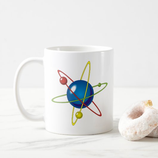 Farbiges Modell des Atom Kaffeetasse (Mit Donut)