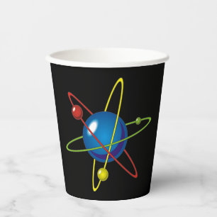 Farbiges Modell des Atom Pappbecher