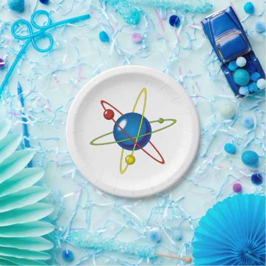 Farbiges Modell des Atom Pappteller (Party)