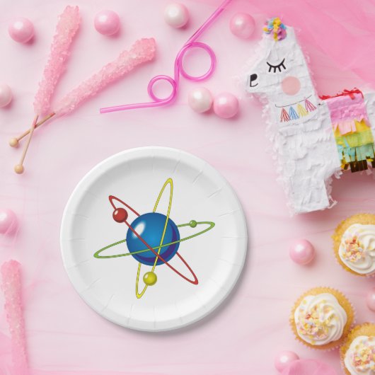 Farbiges Modell des Atom Pappteller (Party)