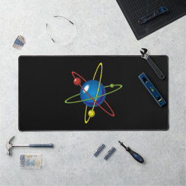 Farbiges Modell des Atom Schreibtischunterlage