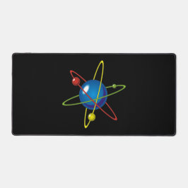 Farbiges Modell des Atom Schreibtischunterlage