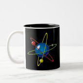 Farbiges Modell des Atom Zweifarbige Tasse (Links)