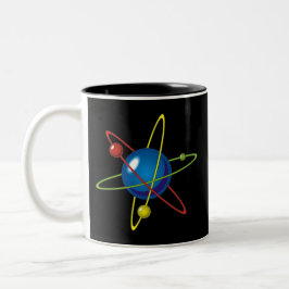 Farbiges Modell des Atom Zweifarbige Tasse