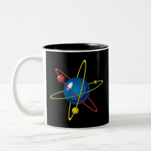 Farbiges Modell des Atom Zweifarbige Tasse