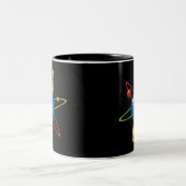 Farbiges Modell des Atom Zweifarbige Tasse (Mittel)