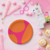 Farbiges, modernes Abstraktes Orange- und Hot-Pink Pappteller (Party)