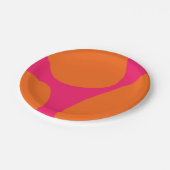 Farbiges, modernes Abstraktes Orange- und Hot-Pink Pappteller (Schrägansicht)