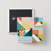 Farbiges modernes geometrisches Abstraktes Muster Button (Vorne & Hinten)