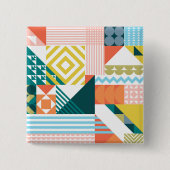 Farbiges modernes geometrisches Abstraktes Muster Button (Vorderseite)