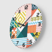Farbiges modernes geometrisches Abstraktes Muster Große Wanduhr (Winkel)